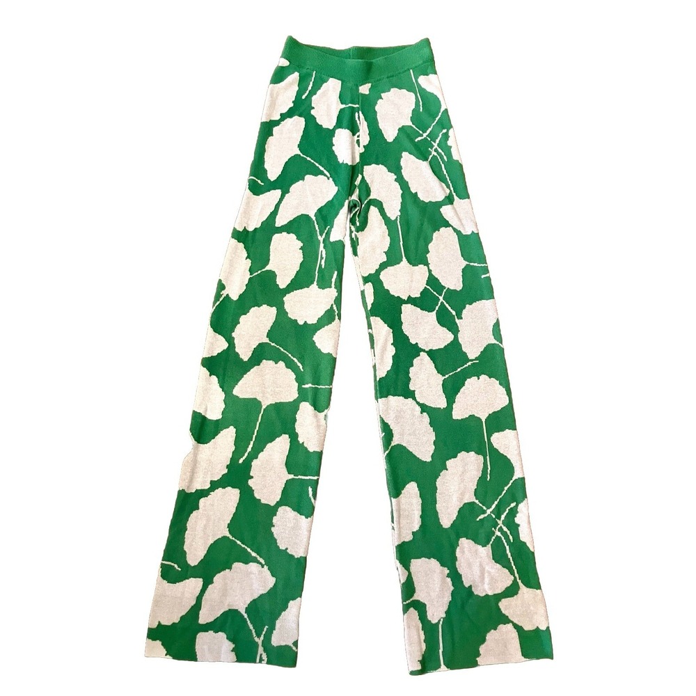Cottagecore‎ Pants Knit Diane von Furstenburg High Waisted Green Sz XXS